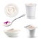 Yogurt Milky Cream Breakfast Dessert Set Vector