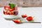 Yogurt with muesli and strawberries for healthy breakfast or snack.Strawberry dessert parfait with yogurt and granola
