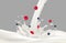 Yogurt splash. Berries milk flow and milk splash vector on transparent background. Realistic raspberry blueberry cream