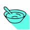 Yogurt with spoon flat logo, breakfast porridge icon