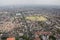Yogyakarta city view from airplane, aerial photography