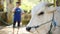 Yogyakarta, Indonesia - August 11th 2019: Eid al-Adha celebration. Cow ready to be slaughtered