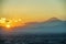 Yokohama city and Mount Fuji and dusk