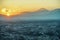 Yokohama city and Mount Fuji and dusk