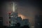 Yokohama Landmark Tower and fireworks Twilight sparkling 2019