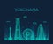 Yokohama skyline, Japan Trendy vector linear style