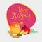 Yom Kippur banner or poster design, apple slices, pomegranate, d