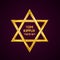 Yom Kippur Day of Atonement Jewish holiday vector illustration with lettering and gold star of David on dark background. Vector