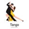 Yong couple man and woman dancing tango with passion