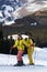 Yong family skiers on ski slope