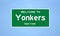 Yonkers, New York city limit sign. Town sign from the USA.