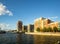 Yonkers, NY / United States - Aug. 10, 2019: A view of Yonker`s waterfront