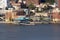 Yonkers, NY / United States - May 2, 2020: Close up view of the Yonker`s downtown waterfront along the Hudson River at Sunset