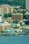 Yonkers, NY / United States - Oct. 3, 2020: a closeup vertical view of Yonker`s historic waterfront, made up of restaurants, shop