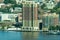 Yonkers, NY / United States - Oct. 3, 2020: a view of new condominiums on Yonker`s redeveloped waterfront