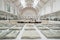 York England. Interior of first floor exhibition space at York Art Gallery, showing ceramics exhibition