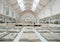 York England. Interior of first floor exhibition space at York Art Gallery, showing ceramics exhibition