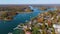 York Harbor aerial view, York, Maine, USA