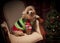 Yorkie Christmas Dog and Tree