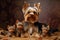 Yorkshire terrier dog puppies. Generate Ai
