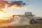 Yorkshire, UK - July 16, 2022 New Holland. Wheat harvesting in the summer season by a modern combine harvester.