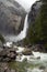 Yosemite fall in stormy weather