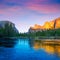 Yosemite Merced River el Capitan and Half Dome