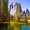 Yosemite Merced River and Half Dome in California