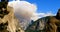 Yosemite National park with fire behind Half Dome