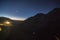 Yosemite national park landscapes at night early before sunrise