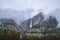 Yosemite National Park Roaring River and Fog Covered Mountains in Autumn