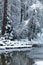 Yosemite river blanketed with snow