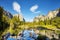 Yosemite Valley with El Capitan rock formation reflected in river, USA