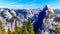 The Yosemite Valley in the Sierra Nevada Mountains with the famous Half Dome granite rock formation on the right