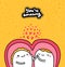 You are amazing hand drawn vector illustration with cartoon comic couple hugging lettering