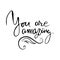 You are amazing. Modern calligraphic style. Hand lettering and custom typography for your designs: t-shirts, bags, for