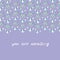 You are amazing. White butterfly cicadas sketch, lilac blue green on violet background. simple art. Can be used for Card banner