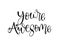 You are awesome. Positive quote handwritten with brush typography. Inspirational and motivational phrase