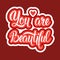 You Are Beautiful Sticker Social Media Network Message Badges Design