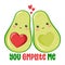 You complete me - Cute hand drawn avocado couple illustration kawaii style