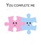 You complete me. Cute Puzzle pieces couple in love.