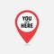 You are here sign icon mark. Destination or location point concept. Pin position marker design