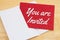 You are invited red glitter greeting card