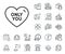 Only you line icon. Sweet heart sign. Valentine day love. Plane jet, travel map and baggage claim. Vector