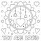 You are loved. Coloring page. Vector illustration.