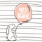 You are Mine romantic quote. Cute hand drawn Rabbit keeps balloon. Background for wedding, save the date, Valentine`s Day, etc.