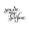 You are my sunshine handwritten lettering quote about love to va