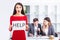 You need help ? The beautiful business woman at office asks of t