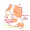 You are so sweet. Cute fat kitten hugs cupcake. Can be used for design of t-shirt, poster, print, card