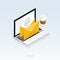 You`ve got mail,isometric Email laptop notifications vector